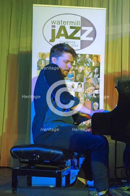 Will Barry, Joe Farnsworth-Sara Hanahan Quartet, Watermill Jazz Club, Dorking, Surrey, July 2024. Creator: Brian O'Connor.