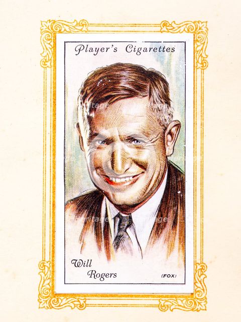 Will Rogers Collectables Picture of movie stars that came with the Players cigarette packet, 1934.  Creator: Unknown.