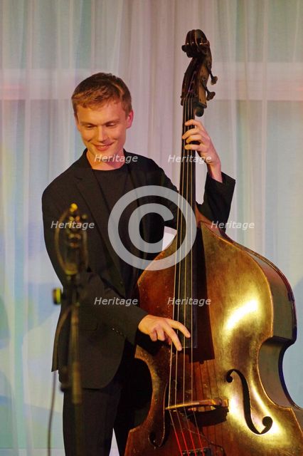 Will Sach, Joe Farnsworth-Sara Hanahan Quartet, Watermill Jazz Club, Dorking, Surrey, July 2024. Creator: Brian O'Connor.