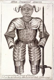 Will Summers's armour, as preserved in the Tower of London 1794. Artist: Anon