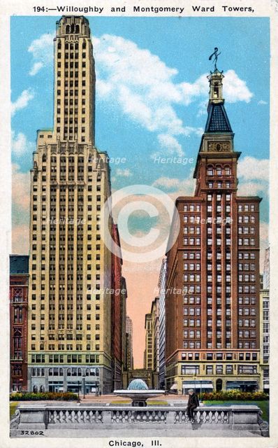 Willoughby and Montgomery Ward Towers, Chicago, Illinois, USA, 1934. Artist: Unknown