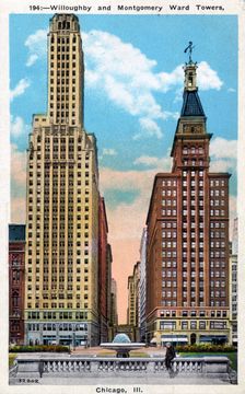 Willoughby and Montgomery Ward Towers, Chicago, Illinois, USA, 1934