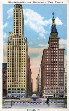 Willoughby and Montgomery Ward Towers, Chicago, Illinois, USA, 1934
