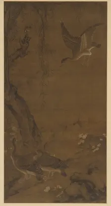 Willow, Geese, and Kingfisher, Ming dynasty, (16th century?). Creator: Unknown
