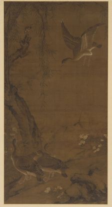 Willow, Geese, and Kingfisher, Ming dynasty, (16th century?). Creator: Unknown