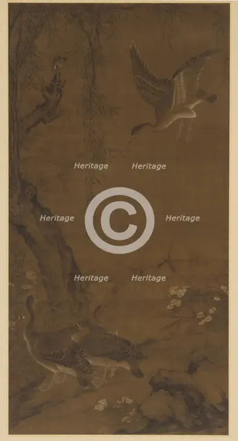Willow, Geese, and Kingfisher, Ming dynasty, (16th century?). Creator: Unknown.