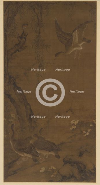 Willow, Geese, and Kingfisher, Ming dynasty, (16th century?). Creator: Unknown.