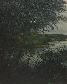 Willow Tree and Convolvulus in front of a River, 1865. Creator: Leon Bonvin