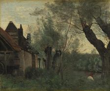 Willows and Farmhouse at Sainte-Catherine-lès-Arras, 1871. Creator: Jean Baptiste Camille Corot (French, 1796-1875)