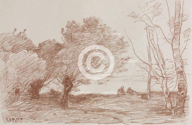 Willows and Poplars, 1871. Creator: Jean Baptiste Camille Corot (French, 1796-1875); Robaut.