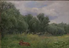 Willows at the edge of a meadow near Nyso, 1897. Creator: Niels Skovgaard