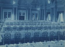 Willard Hotel ballroom arranged for a banquet, between 1901 and 1910. Creator: Frances Benjamin Johnston