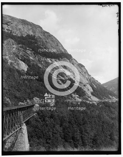 Willey Brook bridge and Mount Willard, Crawford Notch, White Mountains, N.H., between 1890 and 1901. Creator: Unknown.