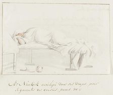 Willem Hendrik van Nieuwerkerke is wrapped in a sheet on his bed..., 1778. Creator: Louis Ducros