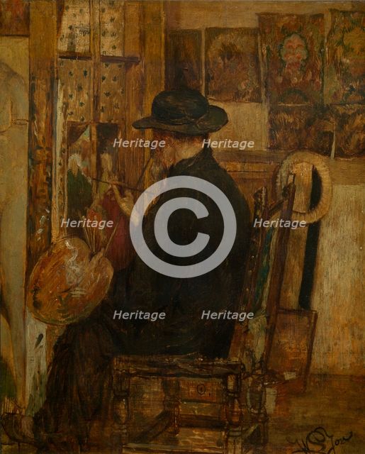Willem Linnig I, the Painter's Father in his Studio, 1875. Creator: Willem Linnig II.