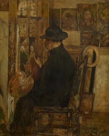 Willem Linnig I, the Painter's Father in his Studio, 1875. Creator: Willem Linnig II