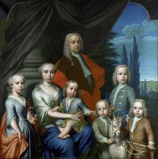 Willem Philip Kops (1695-1756), with his Wife and Children, 1738. Creator: Frans Decker