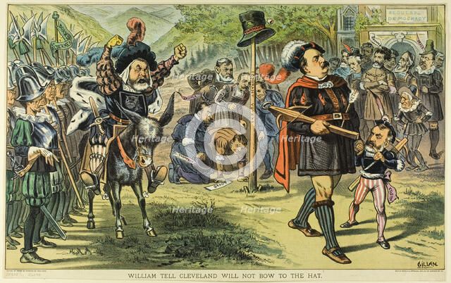 William Tell Cleveland Will Not Bow to the Hat, from Puck, published May 16, 1883. Creator: Bernard Gillam.