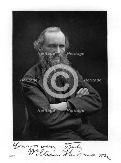 William Thomson, Lord Kelvin, Irish-Scottish mathematician, physicist and engineer, 1877. Artist: Unknown