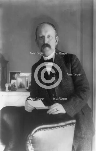 William Woodville Rockhill, half-length portrait, standing, facing left, between 1890 and 1910. Creator: Frances Benjamin Johnston.
