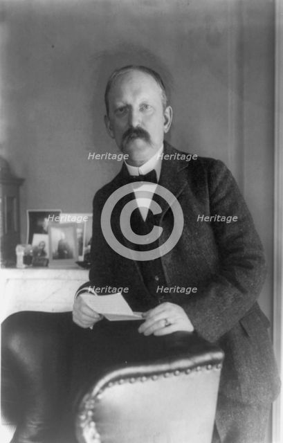 William Woodville Rockhill, half-length portrait, standing, facing left, between 1890 and 1910. Creator: Frances Benjamin Johnston.