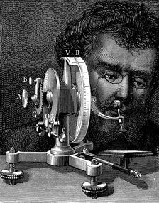 William Wollaston's reflecting goniometer for measuring the angles of crystals, 1874. Creator: Unknown