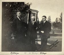 William Worrall Mayo with his sons William James Mayo (left) and Charles Horace Mayo (right), 1909. Creator: Unknown