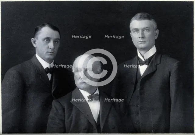 William Worrall Mayo with his sons Charles Horace Mayo (left) and William James Mayo..., 1930/1940. Creator: Unknown.