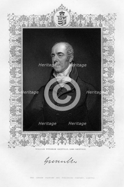 William Wyndham Grenville (1759-1834), 1st Baron Grenville, English politician, 19th century.Artist: TA Dean