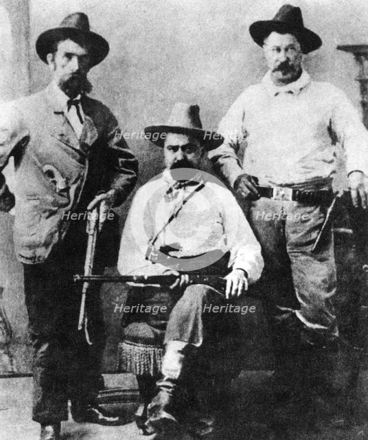 William A Pinkerton, flanked by two express agents, c1870s-1880s (1954). Artist: Unknown