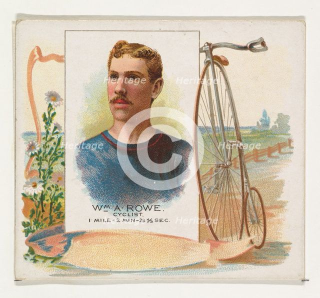 William A. Rowe, Cyclist, from World's Champions, Second Series (N43) for Allen & Ginter C..., 1888. Creator: Allen & Ginter.