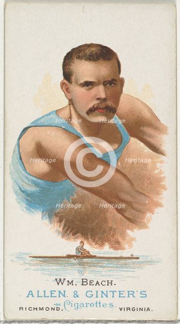 William Beach, Oarsman, from World's Champions, Series 1 (N28) for Allen & Ginter Cigarett..., 1887. Creator: Allen & Ginter.