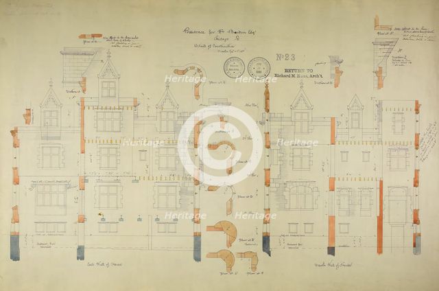 William Borden Residence, Chicago, Illinois, Construction Details, 1885/86. Creator: Richard Morris Hunt.