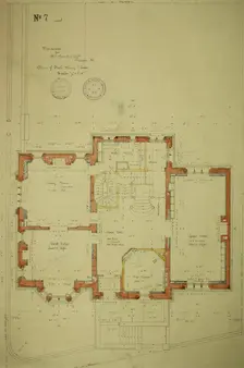 William Borden Residence, Chicago, Illinois, First Floor Plan, 1886. Creator: Richard Morris Hunt