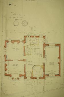 William Borden Residence, Chicago, Illinois, First Floor Plan, 1886. Creator: Richard Morris Hunt