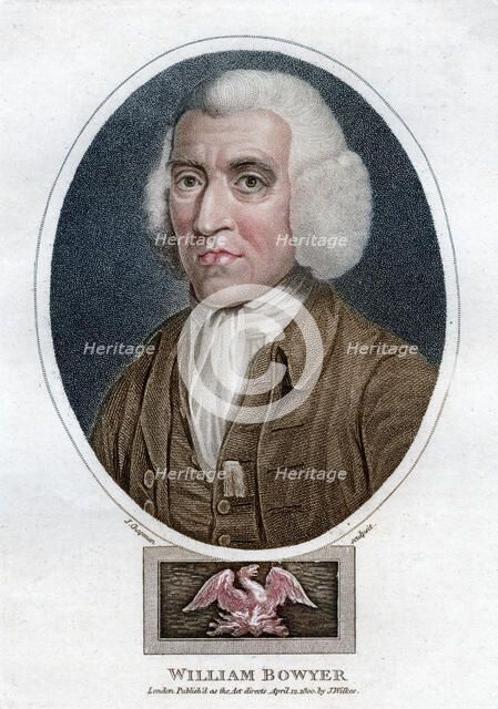 William Bowyer, 18th century English printer and literary editor, (1800).Artist: J Chapman