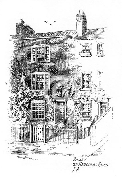 William Blake's house, 23 Hercules Road, London, 1912.Artist: Frederick Adcock