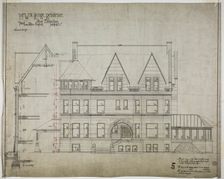 William Bunge House, Chicago, Illinois, Front Elevation, 1889/90. Creator: Treat & Foltz