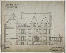 William Bunge House, Chicago, Illinois, Front Elevation, 1889/90. Creator: Treat & Foltz