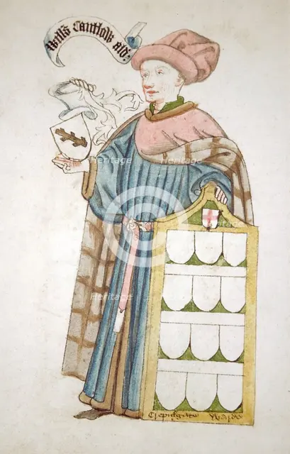 William Cantelowe, Sheriff of London 1448-1449, in aldermanic robes, c1450.                          Artist: Roger Leigh