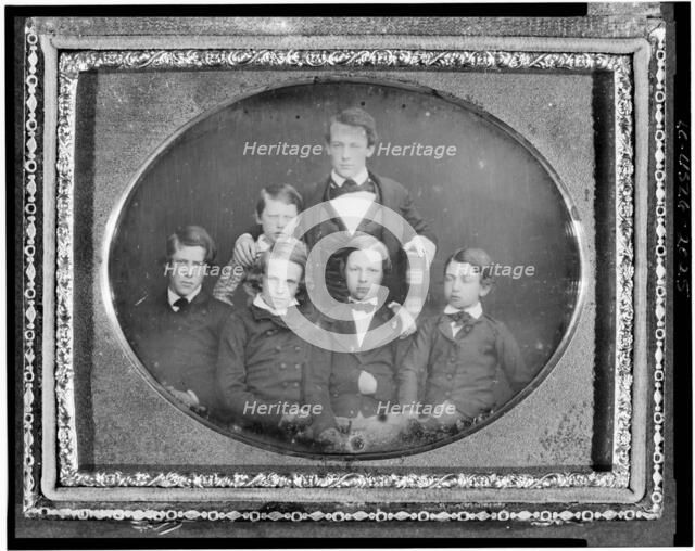 William Cassiday [sic] Cattell, holding large Bible, with five page boys, between 1848 and 1860. Creator: Unknown.