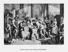 William Caxton's press in the Almonry, Westminster, 15th century, (19th century)