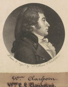 William Charles Cole Claiborne, 1798. Creator: Charles Balthazar Julien Févret de Saint-Mémin