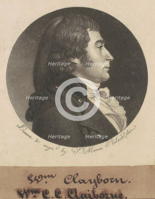 William Charles Cole Claiborne, 1798. Creator: Charles Balthazar Julien Févret de Saint-Mémin.