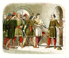 William de Breteuil defending the treasury at Winchester against Henry I, c1860