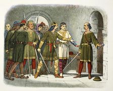 William de Breteuil defends the treasury, Winchester, Hampshire, 1100 (1864). Artist: James William Edmund Doyle