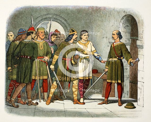 William de Breteuil defends the treasury, Winchester, Hampshire, 1100 (1864).  Creator: James William Edmund Doyle.