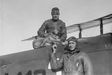 William E. Kline,Trixie the dog, Lieutenant Belvin W. Maynard, 1919. Creator: Bain News Service