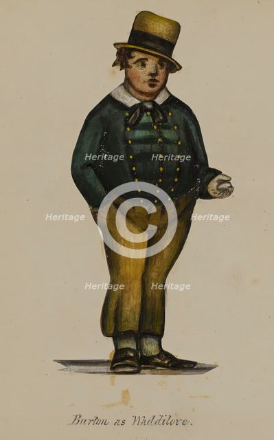 William Evans Burton (1804-1860) as Waddilove [In To Parents and Guardians], 1855-1859. Creator: Alfred Jacob Miller.