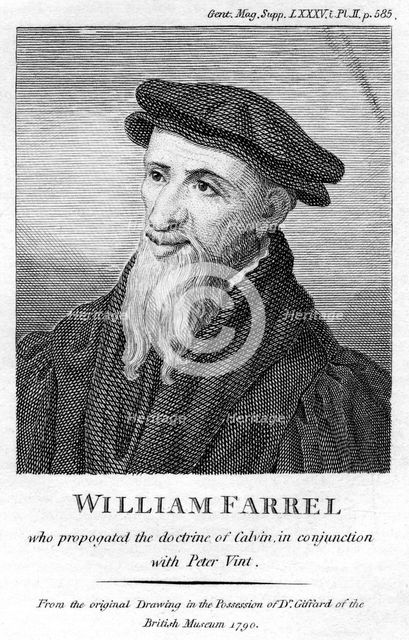 William Farel, 16th century French evangelist. Artist: Unknown